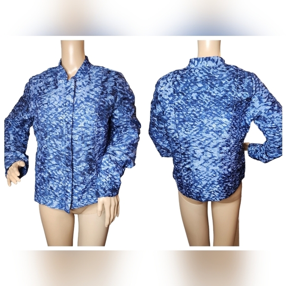 Chico's ruched blue zip blazer jacket - Picture 14 of 17